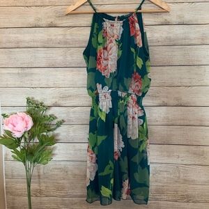 Sweet Storm Floral Halted Dress w/ Elastic Waist
